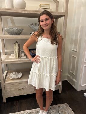 White Eyelet Tiered Summer Dress